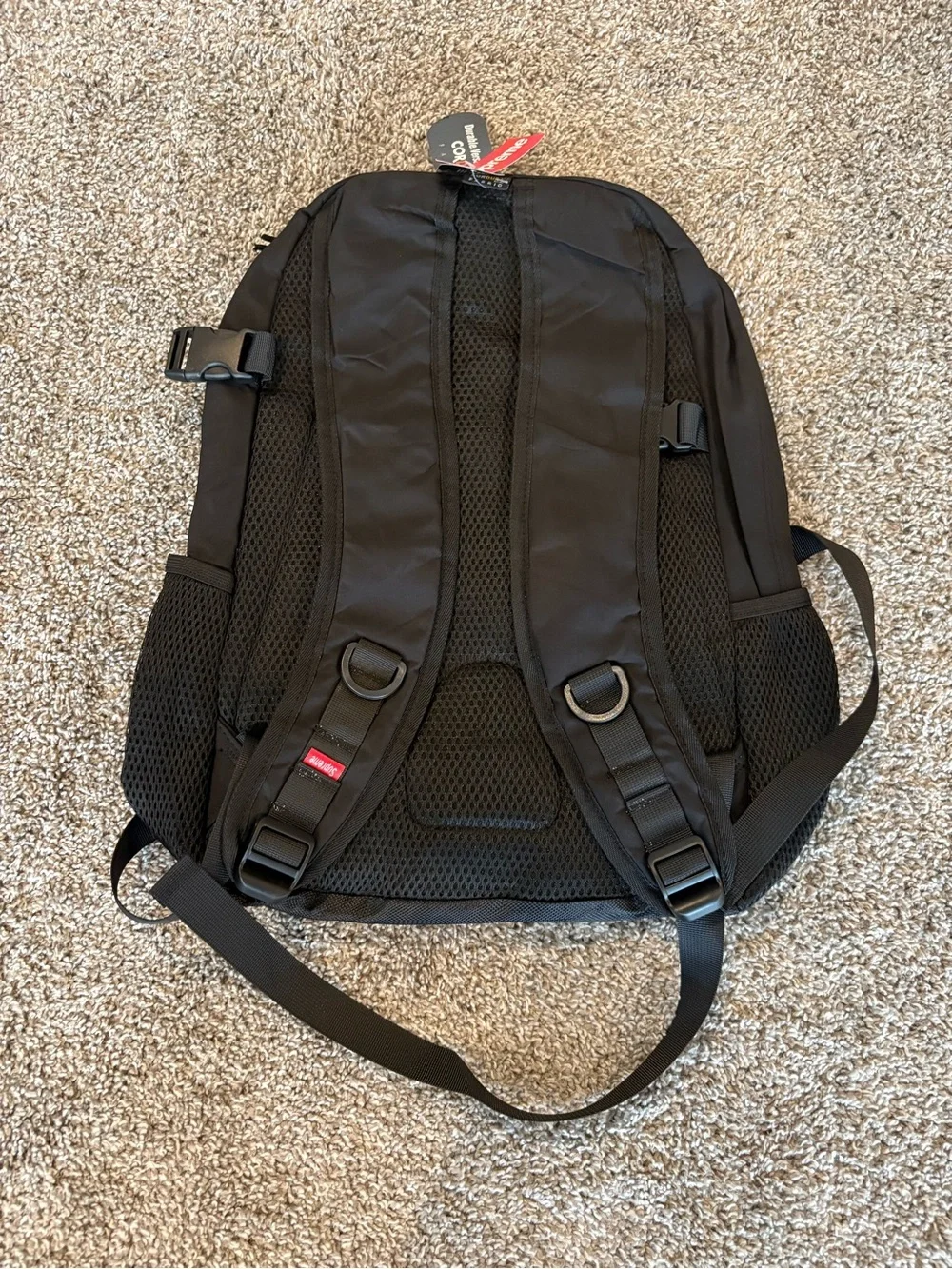 Supreme Black Backpack with Vertical Logo Tape